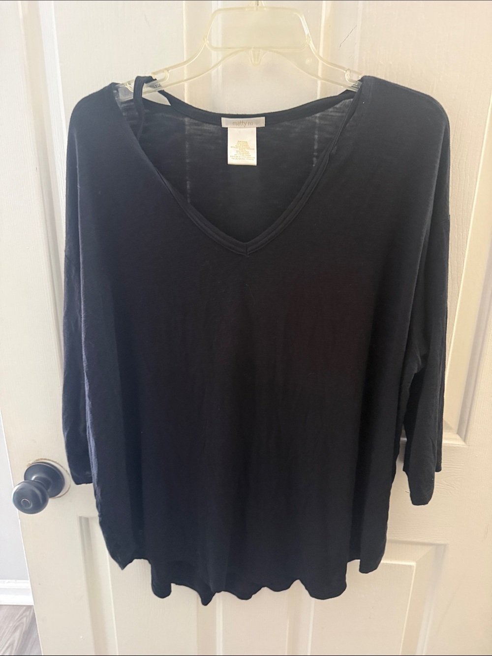 Relaxed V-Neck Women's Top - Black